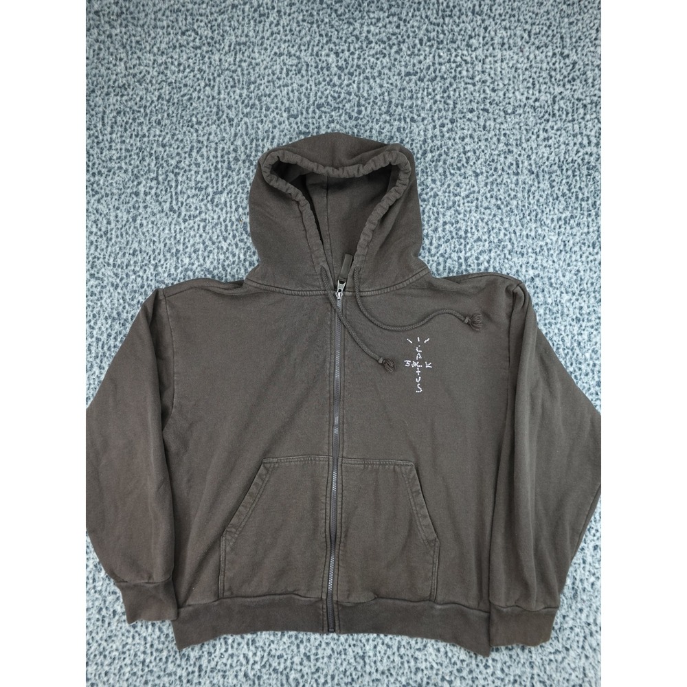Cactus Jack Zip Up Hoodie Mens L Brown Rhinestone YUP Utopia Franchise Merch